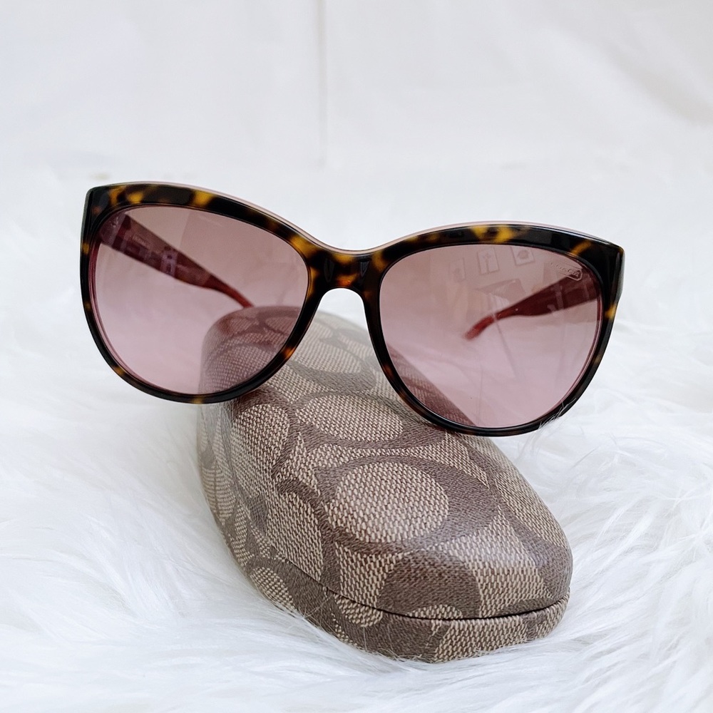 Coach Tortoise Shell Pink Lense Sunglasses